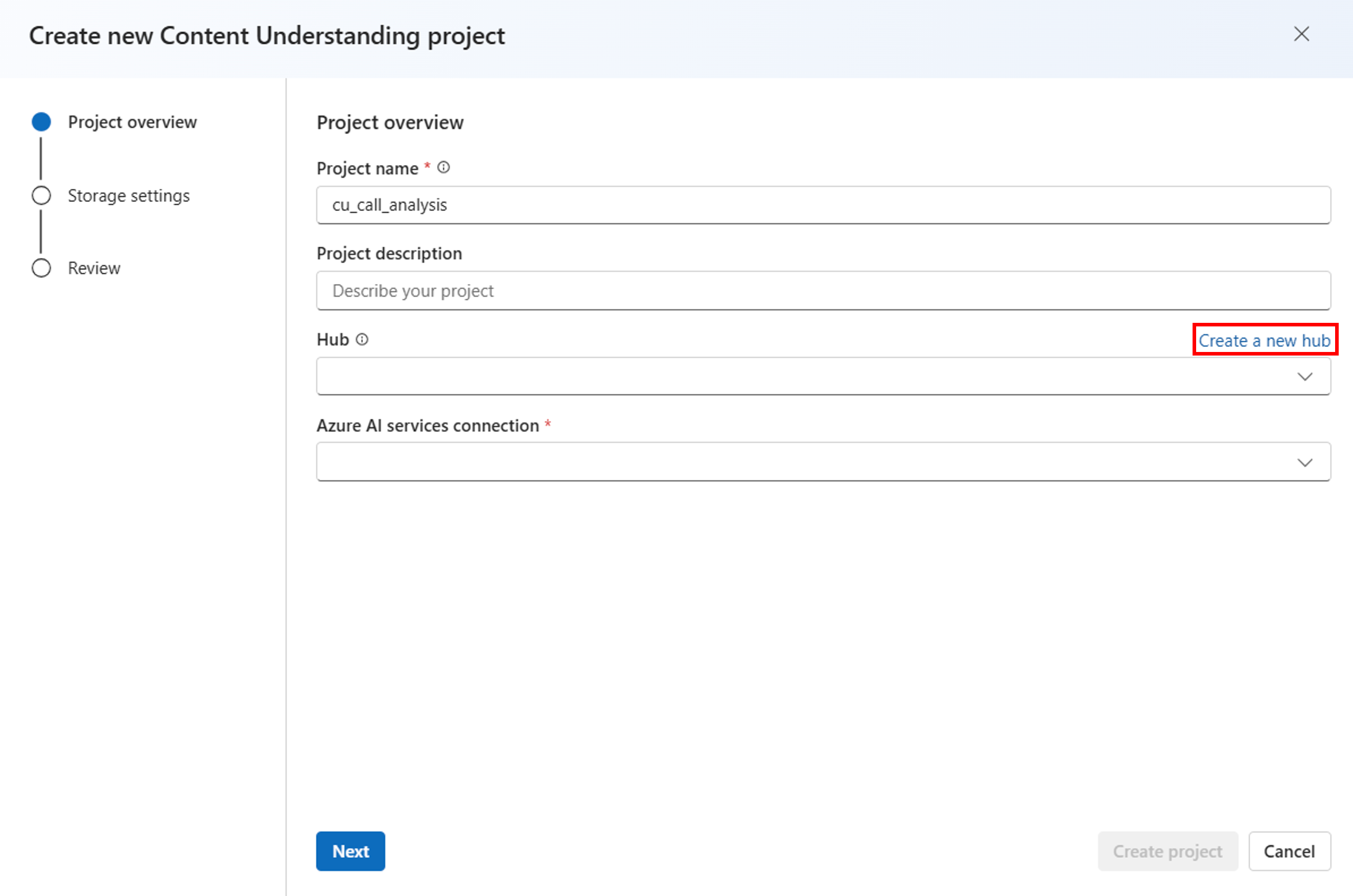 create project
